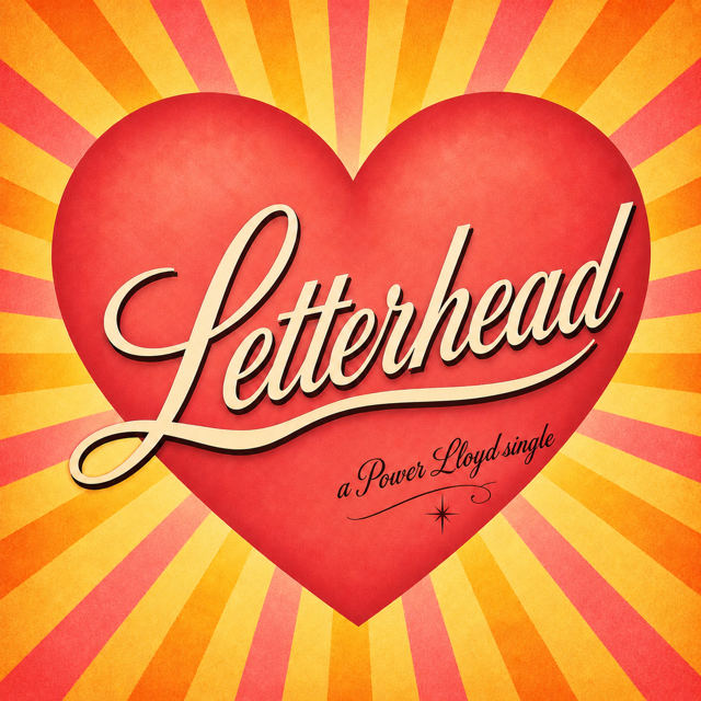 Retro red heart artwork for the Power Lloyd Letterhead video announcement.